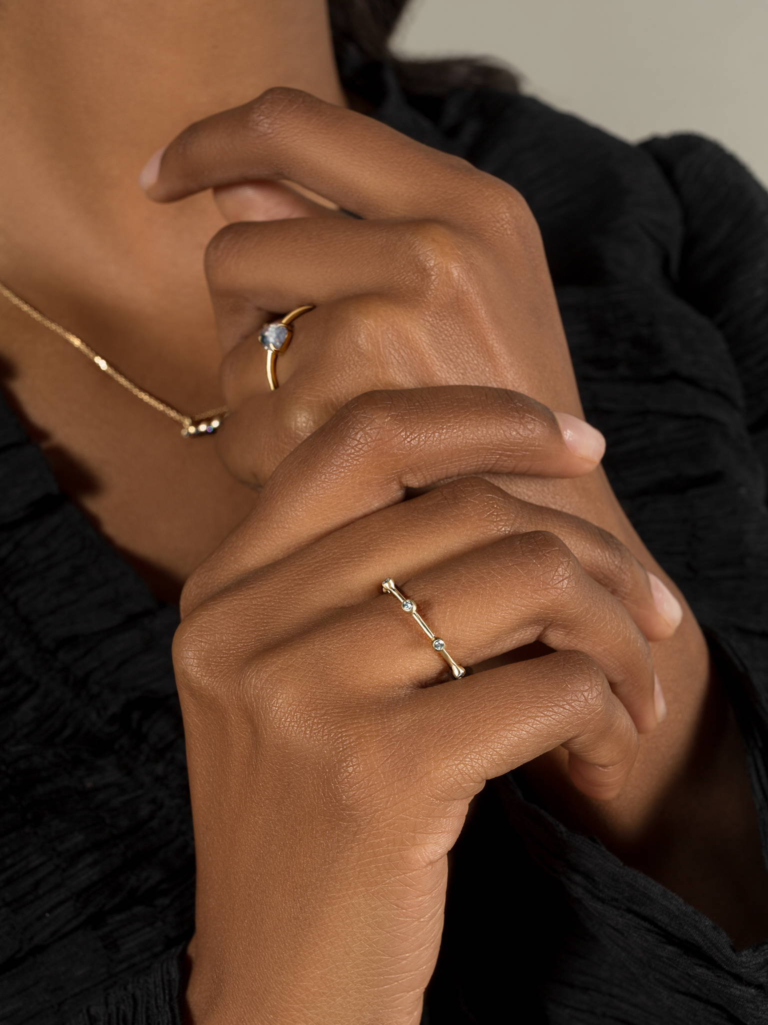 Sun beam ring + white diamonds